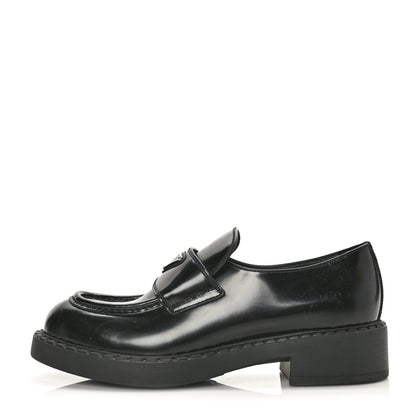 Prada Spazzolato Metal Triangle Logo 50mm Loafers 40.5 Black 1 of 9