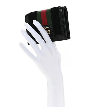 Gucci Suede Patent Web Ophidia Card Case Black 2 of 9