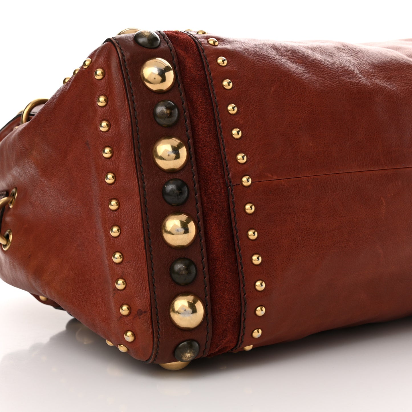 Calfskin Large Babouska Studded Boston Red