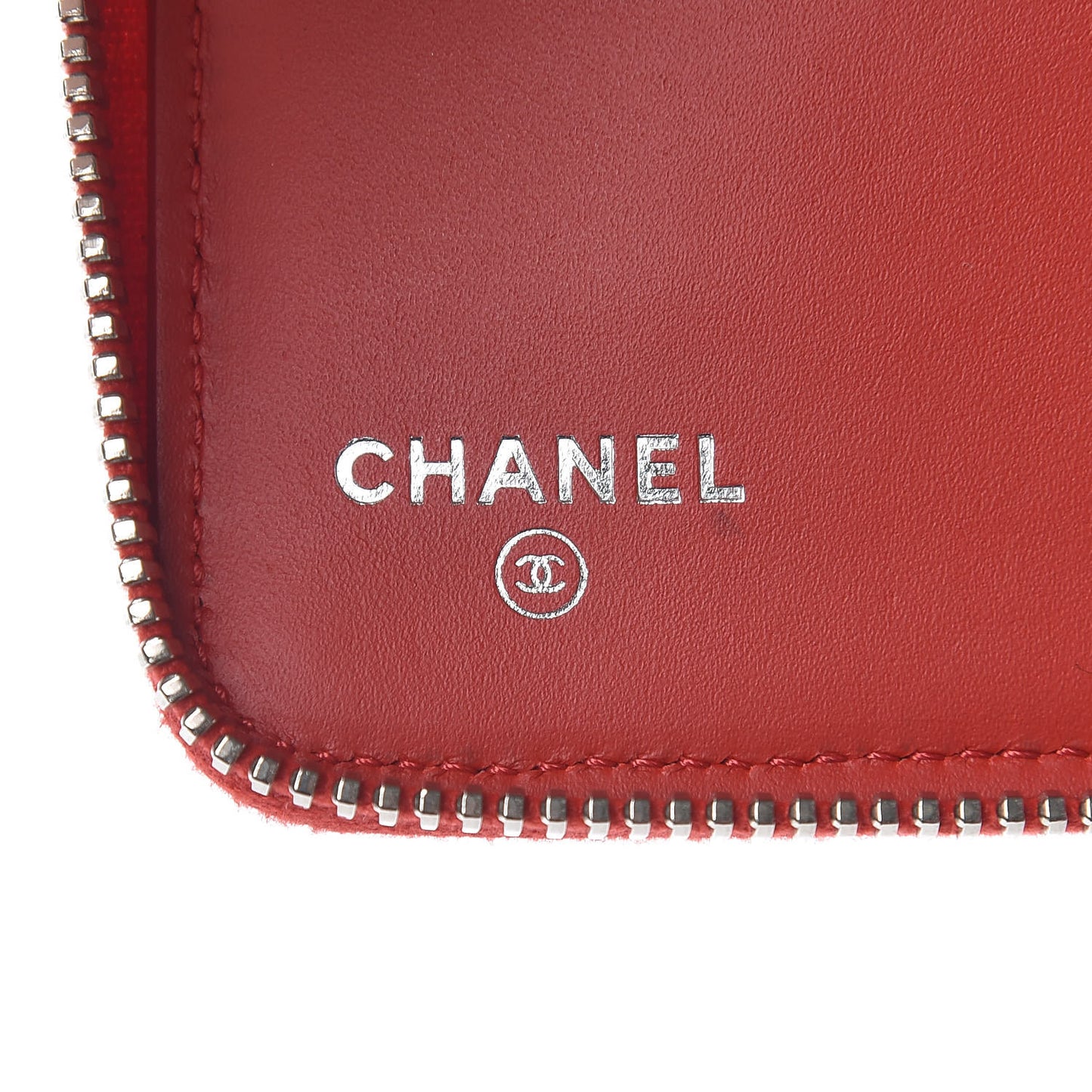 Caviar Quilted Compact Zip Wallet Red