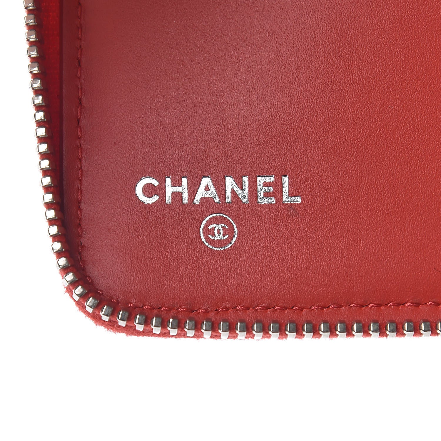 Chanel Caviar Quilted Compact Zip Wallet Red 5 of 9