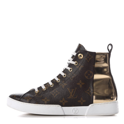 Louis Vuitton Patent Monogram Stellar Sneaker Boots 37.5 Gold 1 of 8