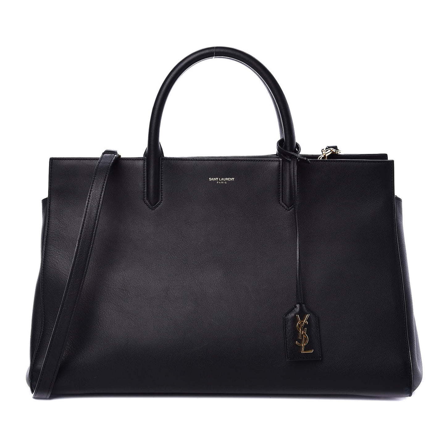 Grained Calfskin Medium Cabas Rive Gauche Black