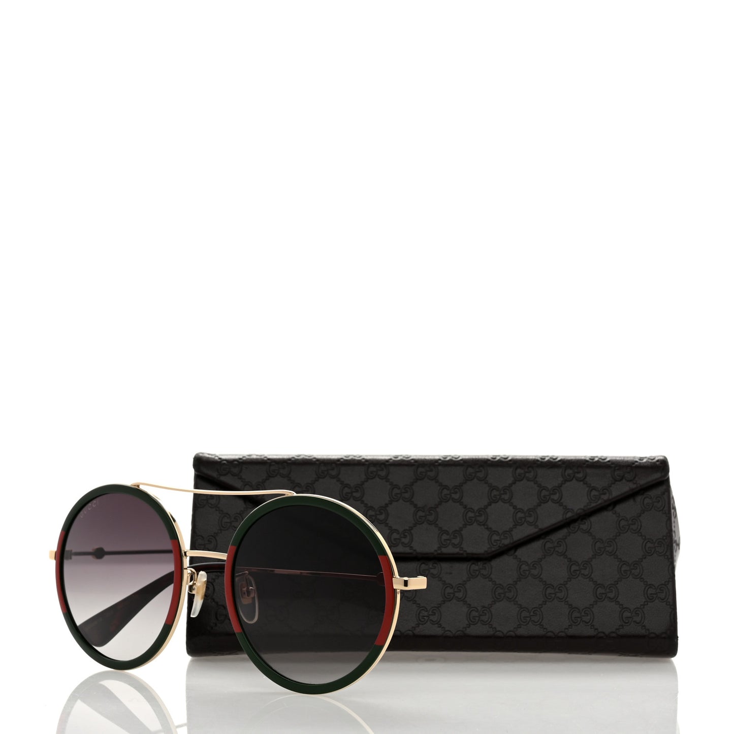 Metal Round Frame Sunglasses GG0061S Green Red