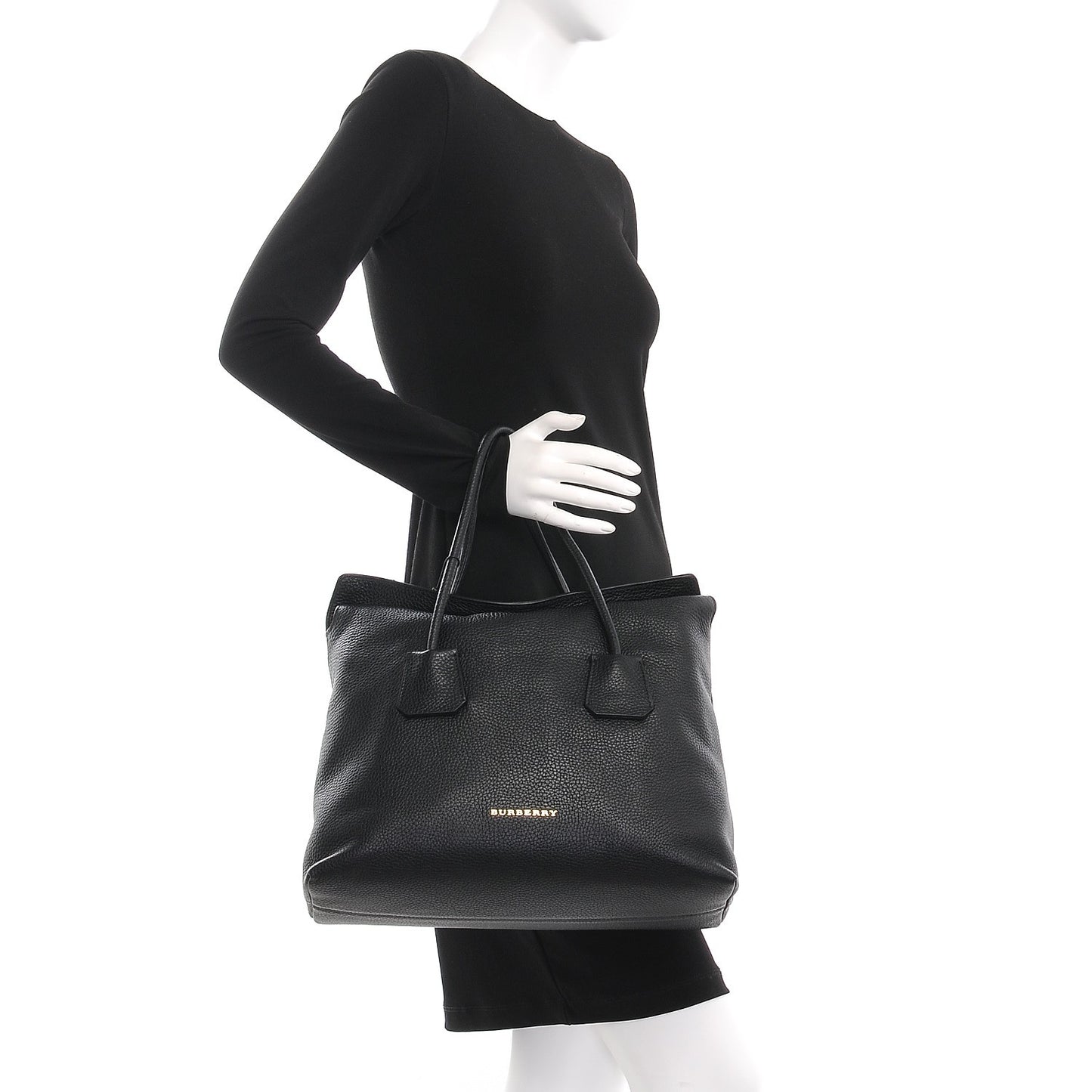 London Grainy Calfskin Medium Baynard Tote Black