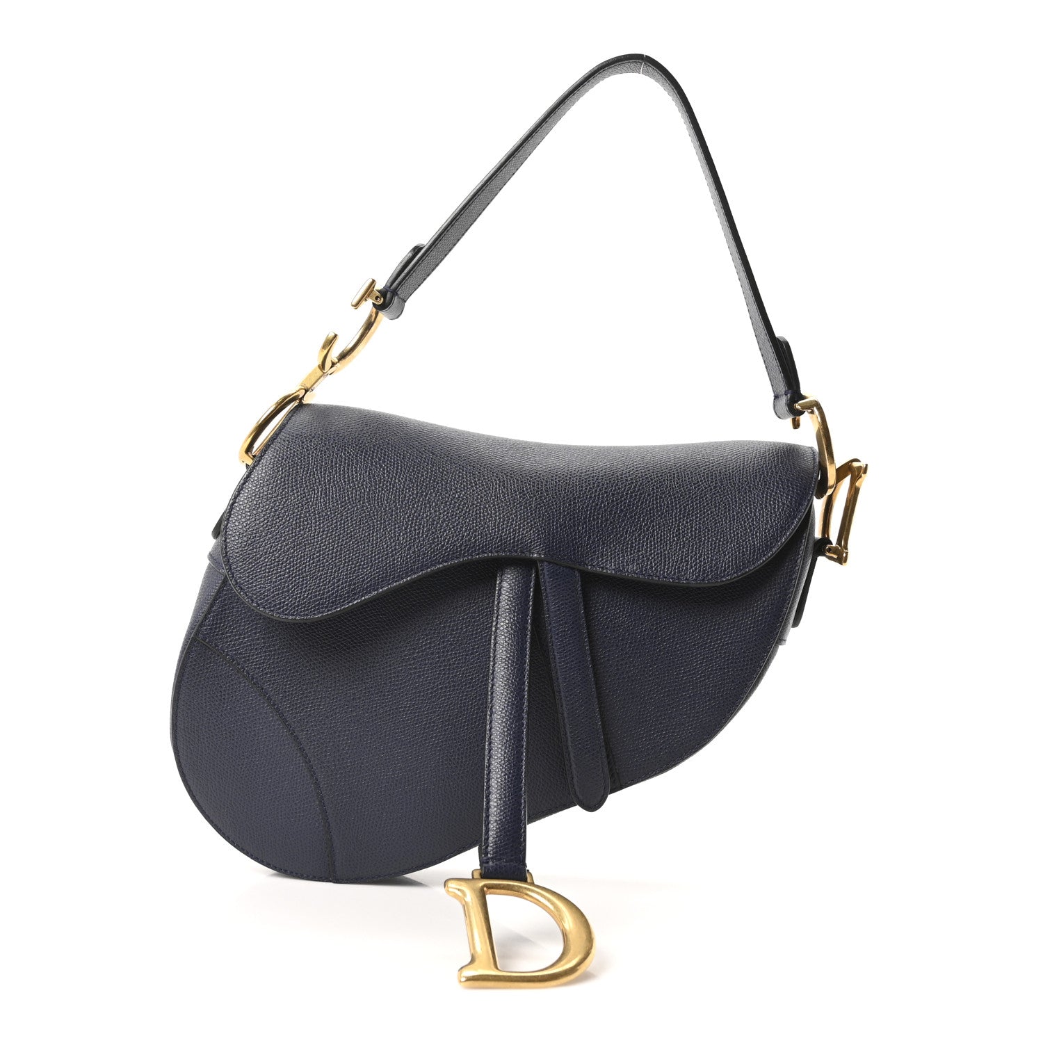 Christian Dior Grained Calfskin Saddle Bag Navy 1 of 10