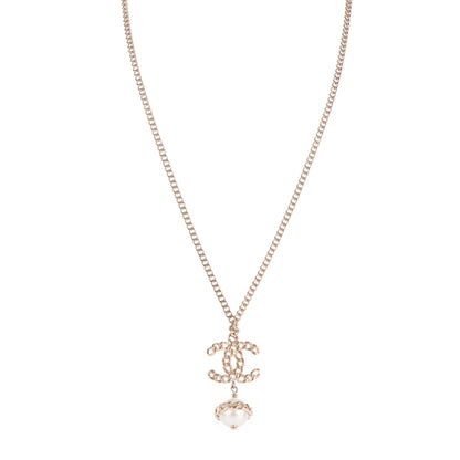 Chanel Chain CC Pearl Drop Necklace Gold 1 of 5