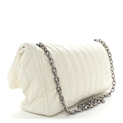 Balenciaga Arena Calfskin Nylon Medium Monaco Chain Shoulder Bag Optic White 3 of 10