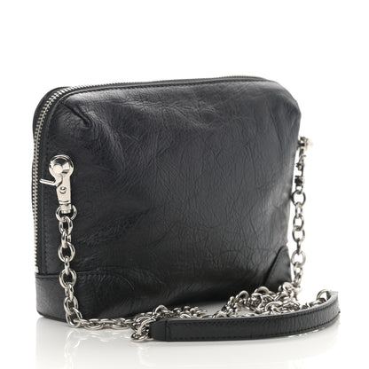 Balenciaga Agneau Classic Silver Hardware Pouch With A Chain Crossbody Black 3 of 11