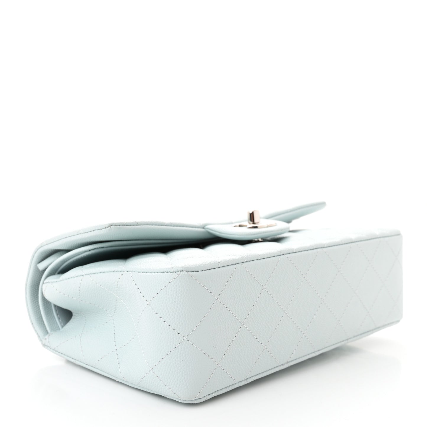 Caviar Quilted Small Double Flap Light Blue
