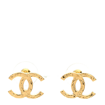Chanel Metal Textured CC Earrings Gold 1 of 5