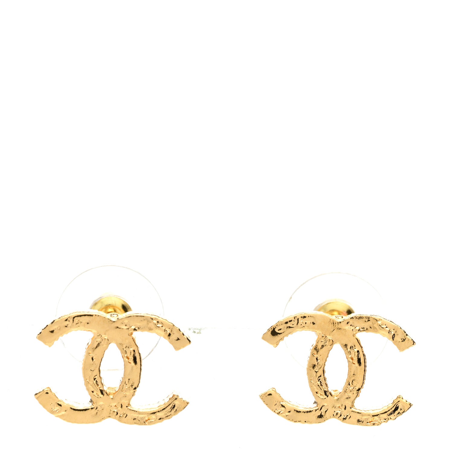 Chanel Metal Textured CC Earrings Gold 1 of 5