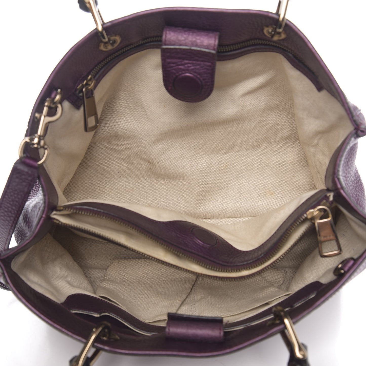 Pebbled Calfskin Medium Bamboo Shopper Tote Purple