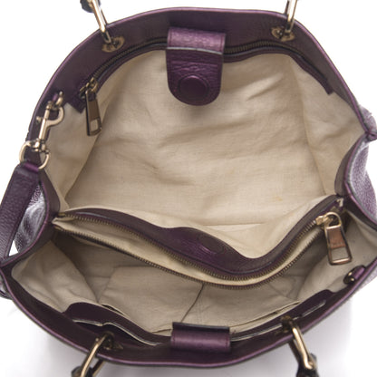 Gucci Pebbled Calfskin Medium Bamboo Shopper Tote Purple 4 of 13