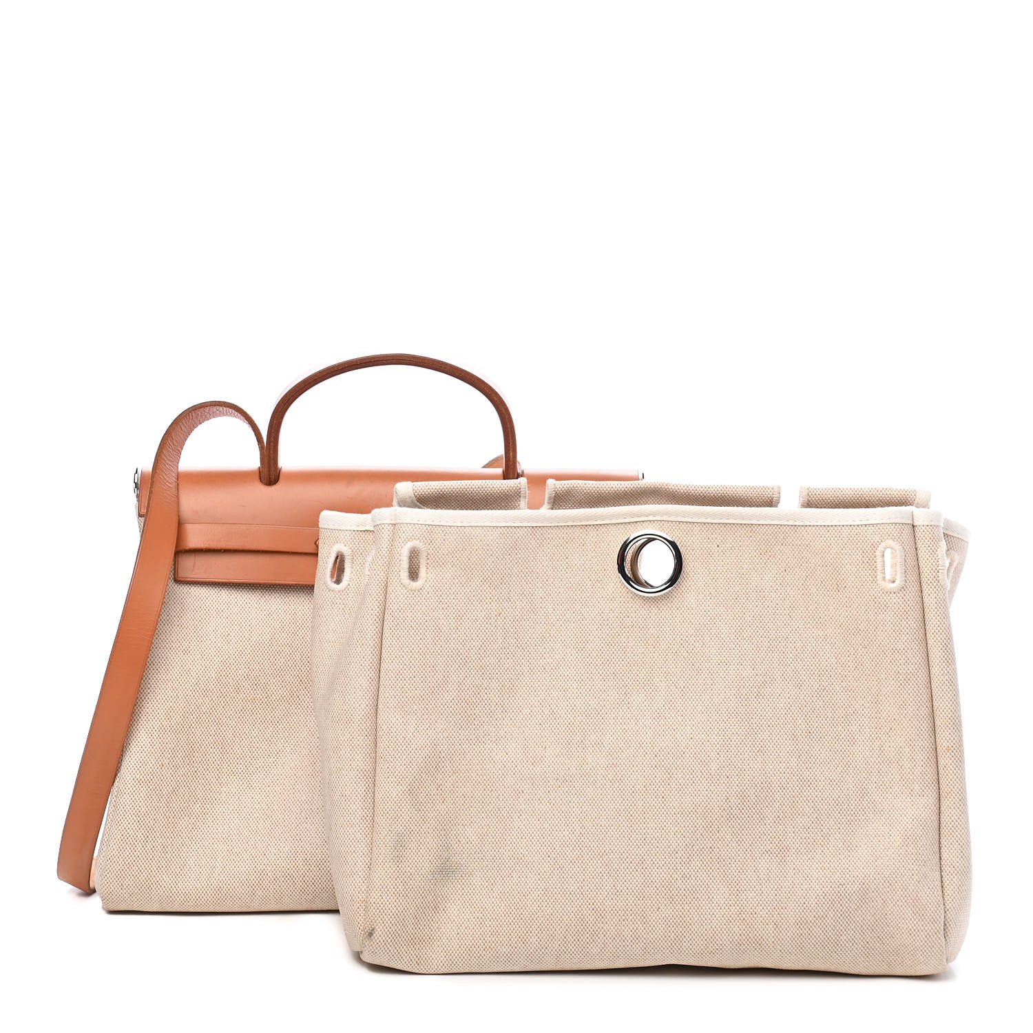 Hermes Toile Vache Calfskin Herbag 30 PM Natural 11 of 11