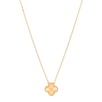 Van Cleef & Arpels 18K Yellow Gold Guilloché Vintage Alhambra Pendant Necklace 1 of 6