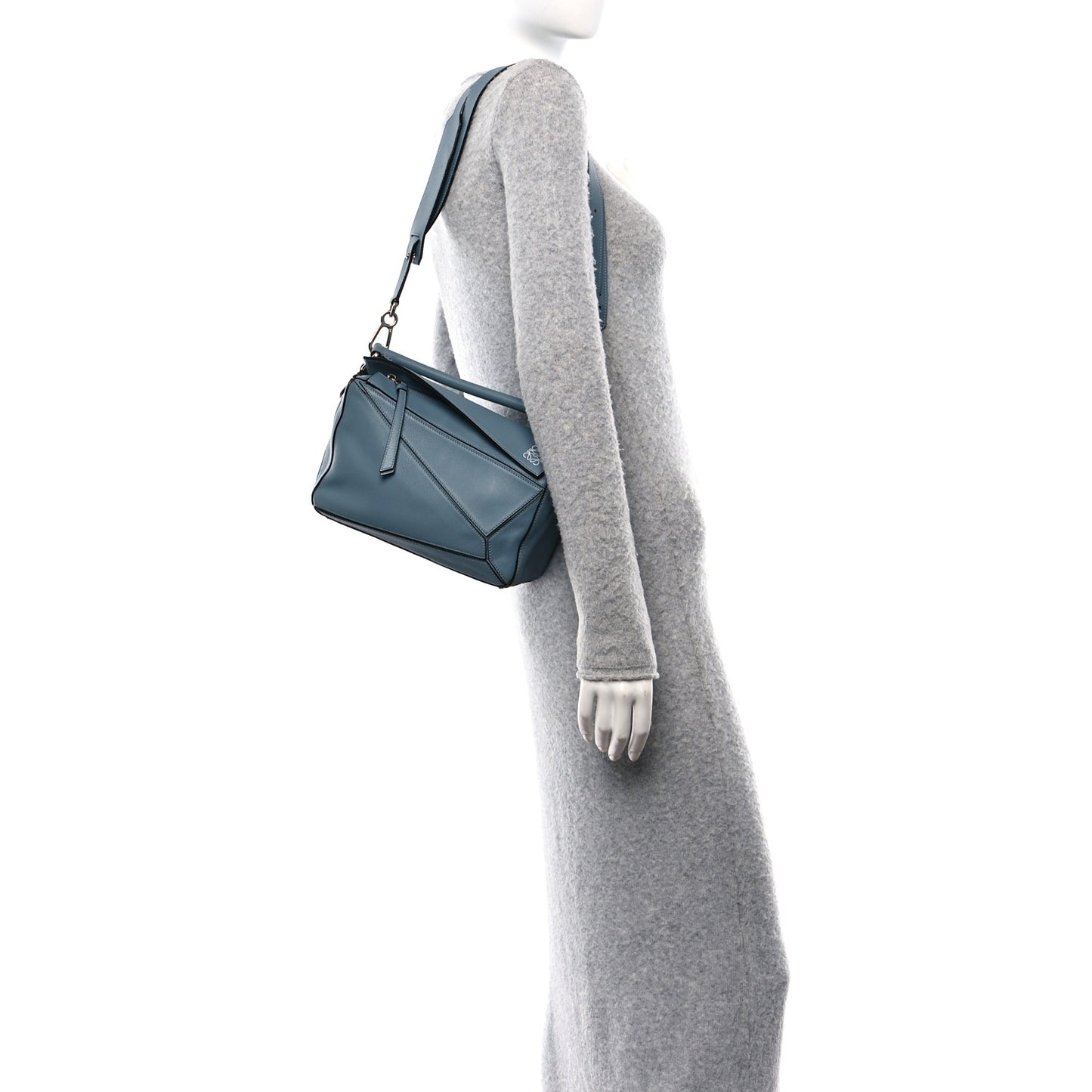 Calfskin Small Puzzle Bag Stone Blue