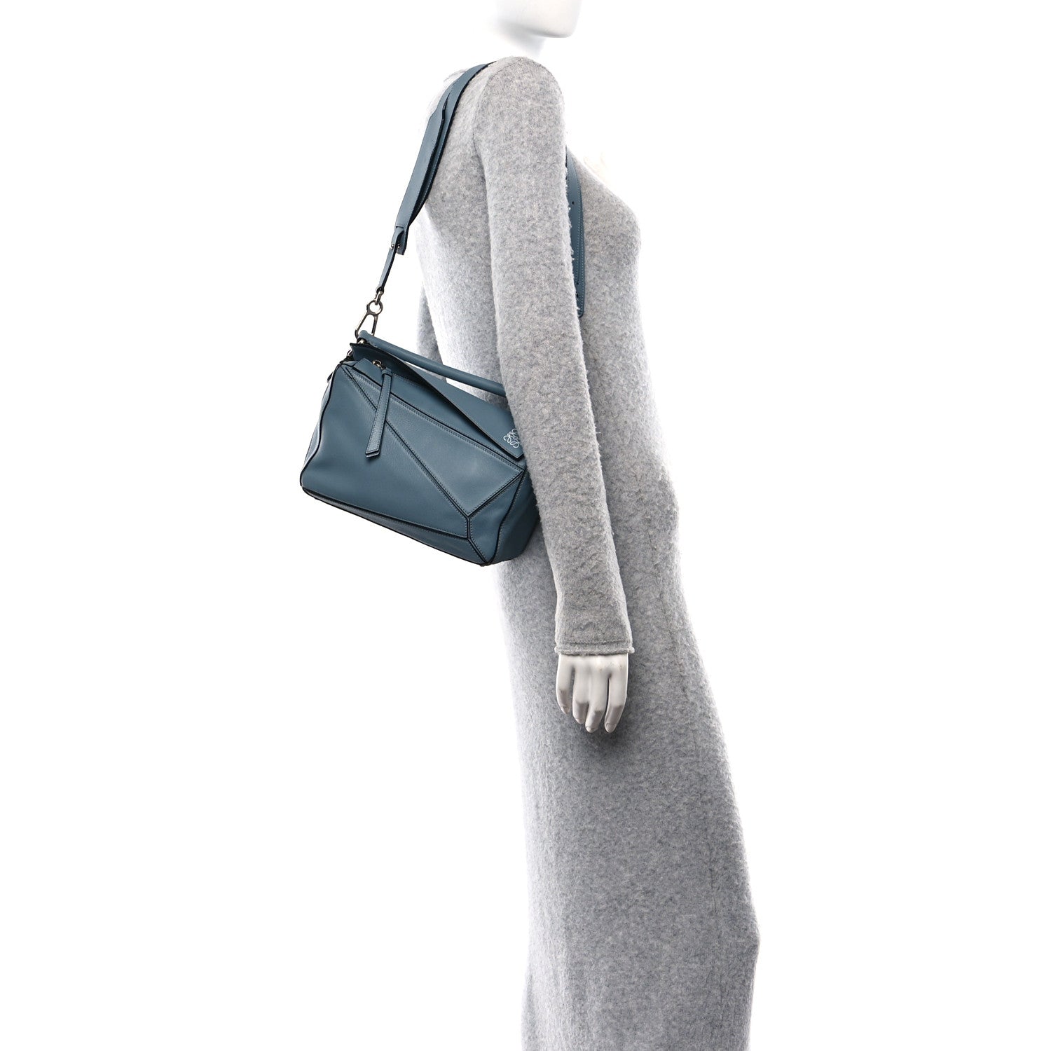 Loewe Calfskin Small Puzzle Bag Stone Blue 2 of 11