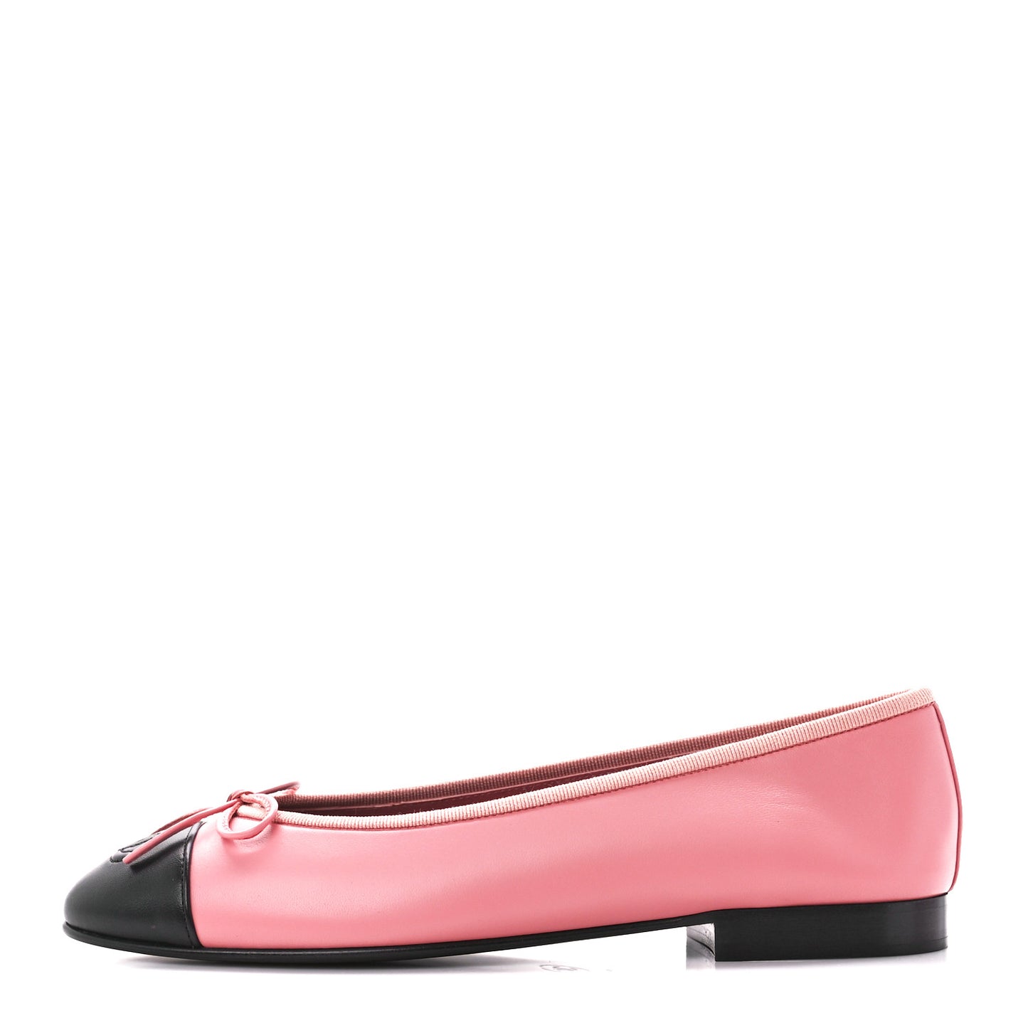 Lambskin Cap Toe CC Ballerina Flats 38 Coral Black
