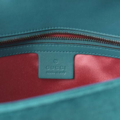 Gucci Velvet Matelasse Small GG Marmont Shoulder Bag Pavone Cyan 6 of 10