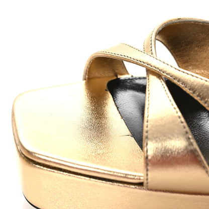 Saint Laurent Metallic Debbie Platform Sandal 37.5 Gold 13 of 14