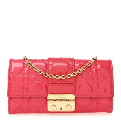 Christian Dior Patent Cannage Miss Dior Chain Wallet Fuchsia 1 of 12