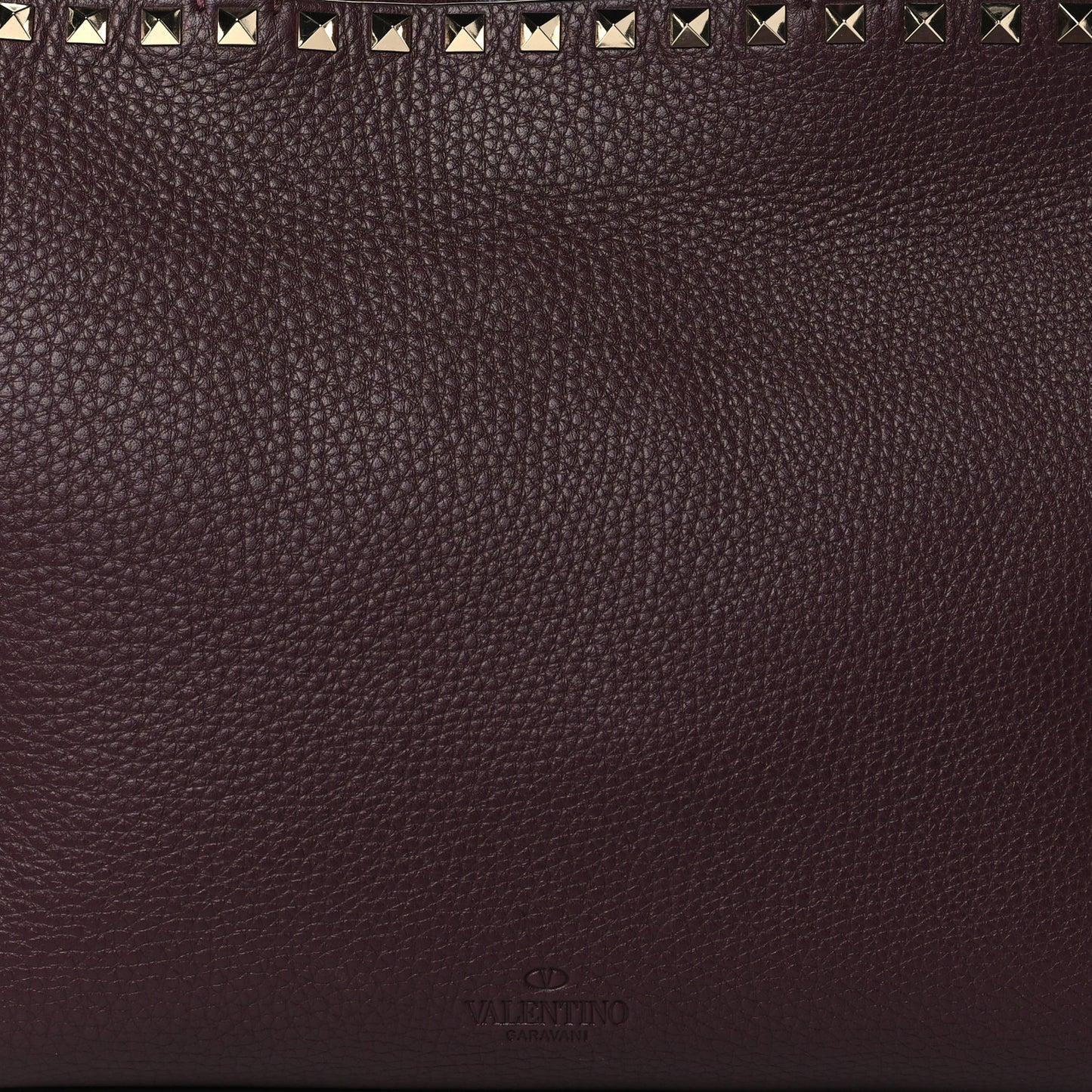 Grained Calfskin Small Rockstud Shoulder Tote Rubin
