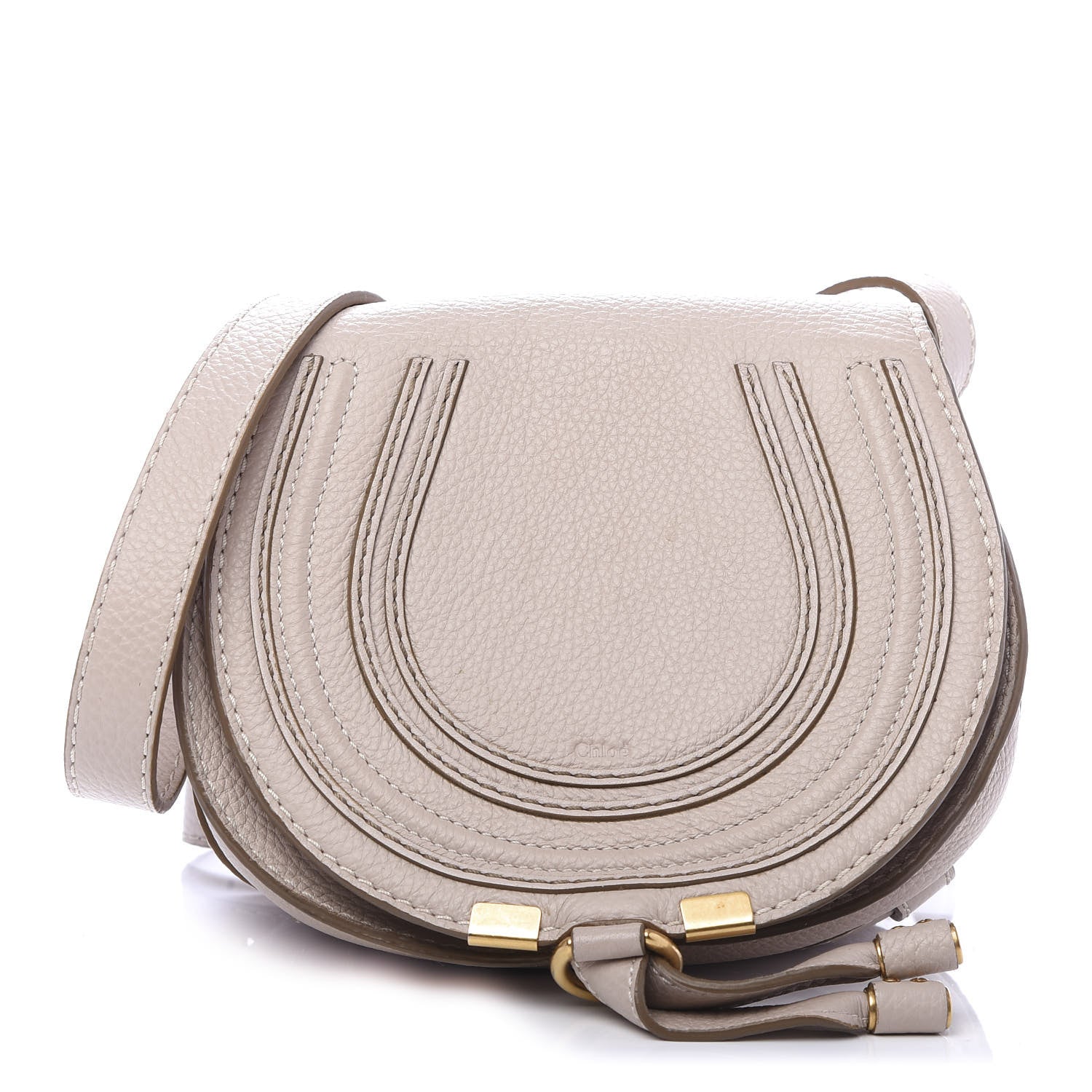 Chloe Calfskin Mini Marcie Round Crossbody Bag Abstract White 1 of 10