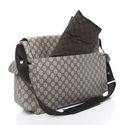 Gucci GG Supreme Monogram Selleria Calfskin Messenger Diaper Bag Beige Ebony Cocoa Dark Chocolate 5 of 11