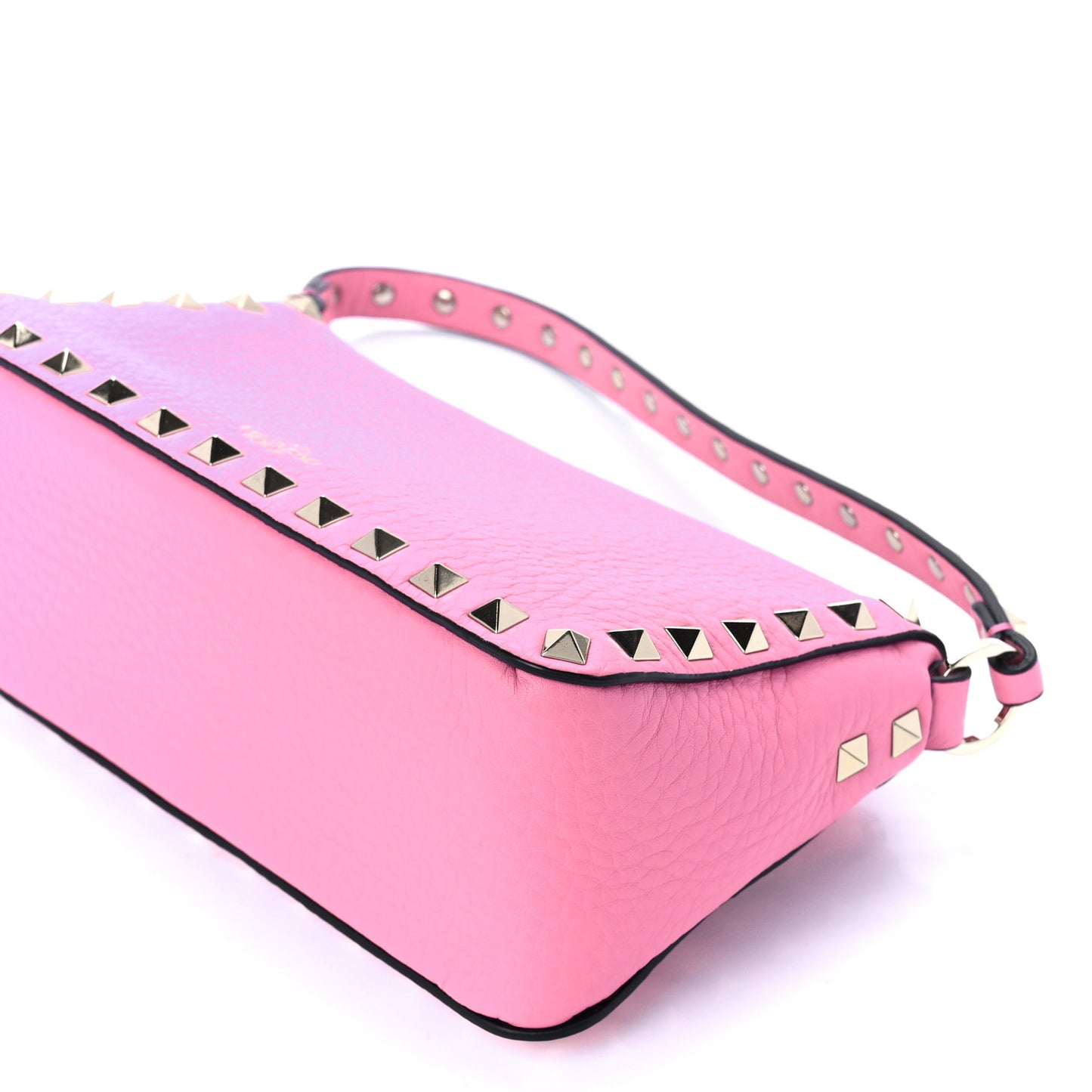 Pebbled Calfskin Small Rockstud Flip Lock Shoulder Bag Dawn Pink