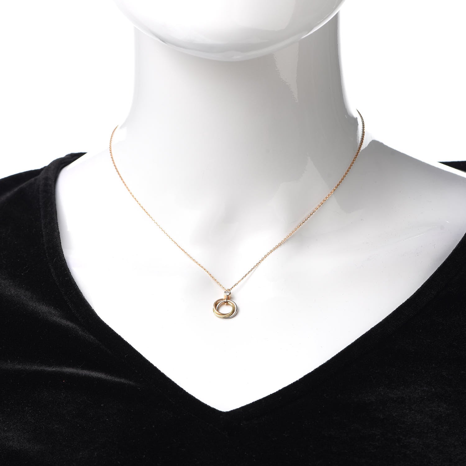 Cartier 18K Pink Yellow White Gold Diamond Trinity Pendant Necklace 2 of 5