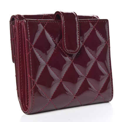 Chanel Patent Quilted Compact French Flap Wallet Dark Red 3 of 9