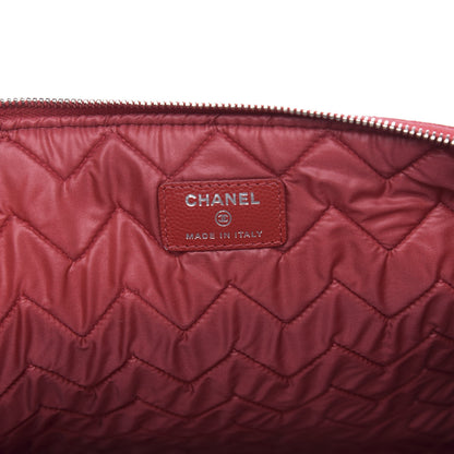 Chanel Caviar Chevron Quilted Large Cosmetic Case Dark Red 6 of 10