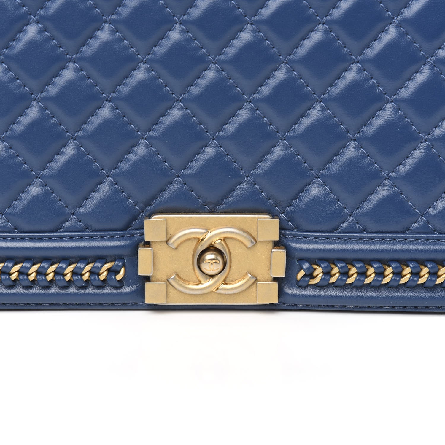 Chanel Calfskin Quilted New Medium Boy Top Handle Flap Blue 9 of 9