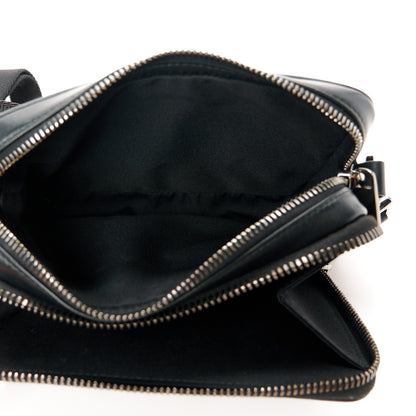 Christian Dior Grained Calfskin CD Icon Zipped Pouch With Strap Black 5 of 12