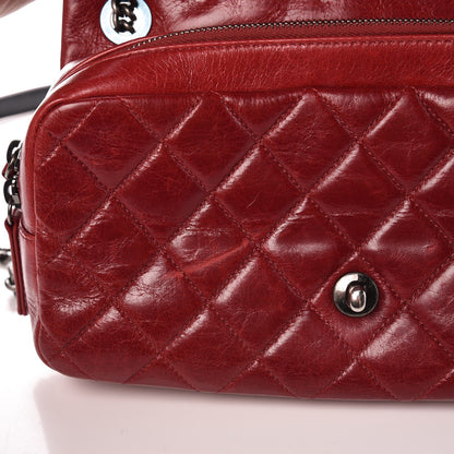Chanel Glazed Calfskin Quilted Medium Duo Flap Dark Red 8 of 12