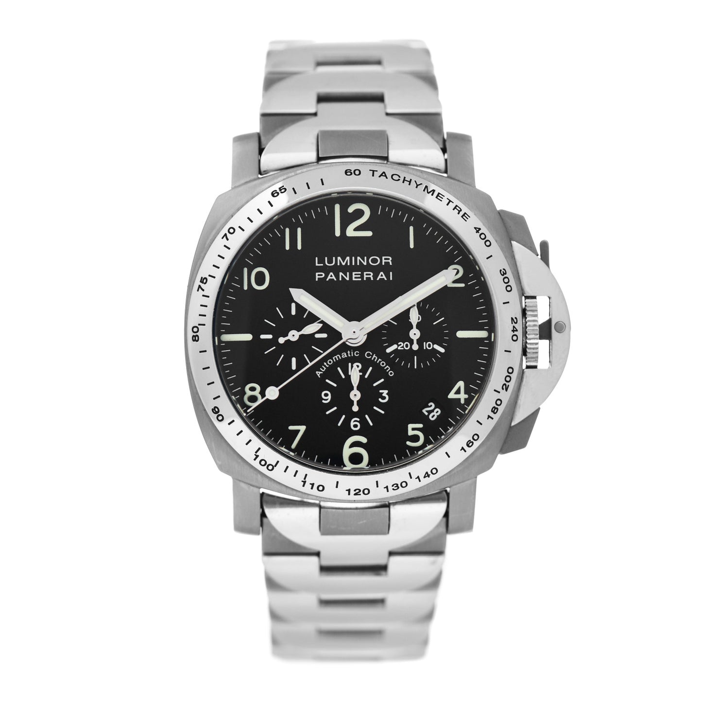 Stainless Steel 44mm Luminor Chronograph Automatic Watch Black PAM00072