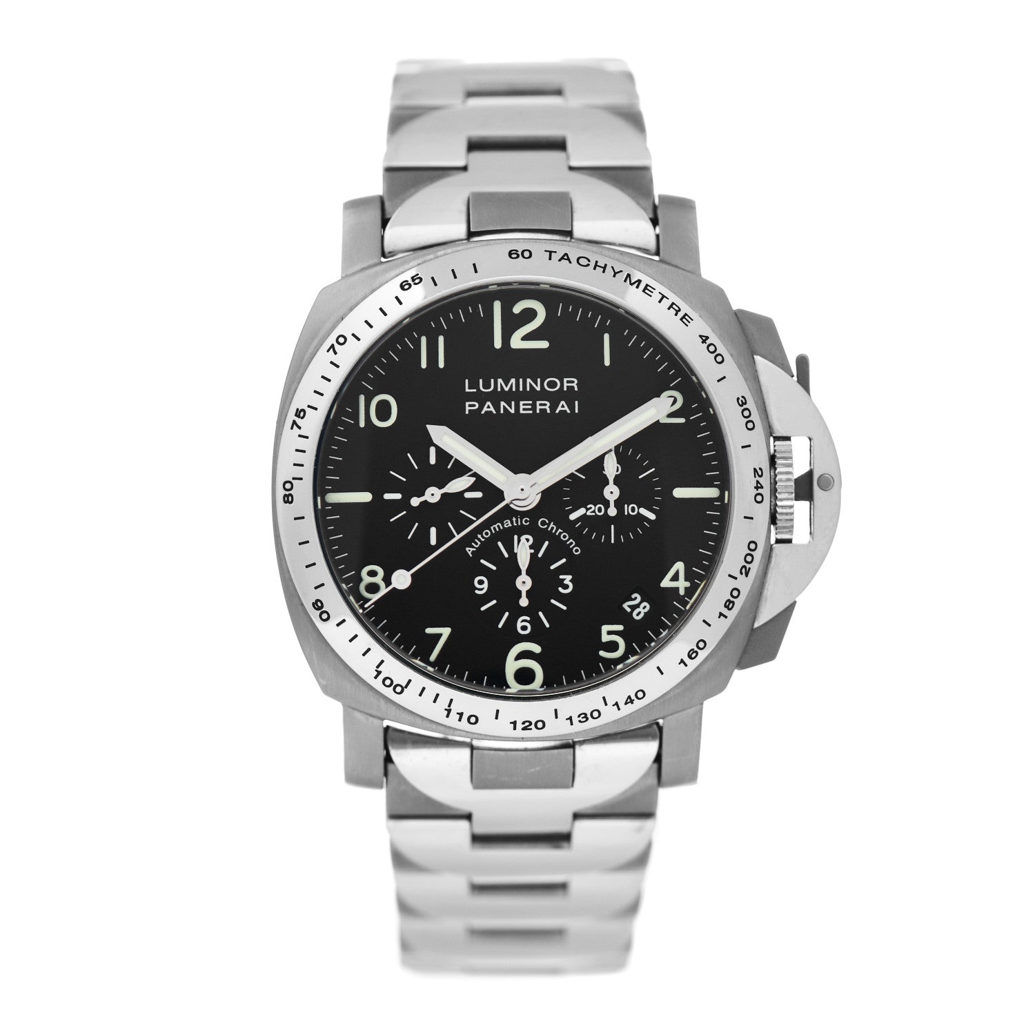 Panerai Stainless Steel 44mm Luminor Chronograph Automatic Watch Black PAM00072 1 of 5
