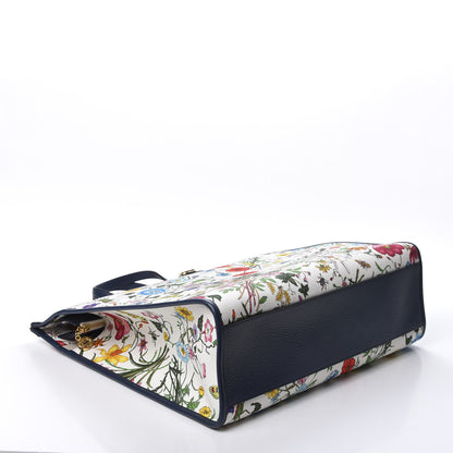 Gucci Canvas Large Flora Tote Navy Multicolor 3 of 9