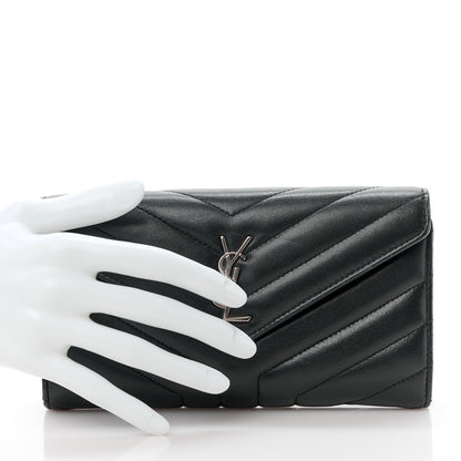 Saint Laurent SAINT LAURENT Lambskin Y Quilted Monogram Large Loulou Flap Wallet Black 2 of 15