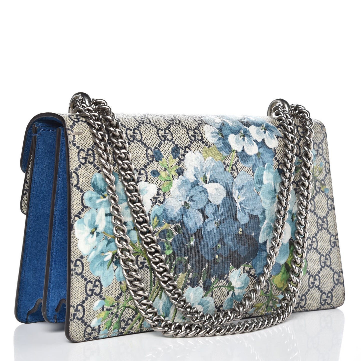 GG Supreme Monogram Blooms Small Dionysus Shoulder Bag Beige Navy Vintage Blue