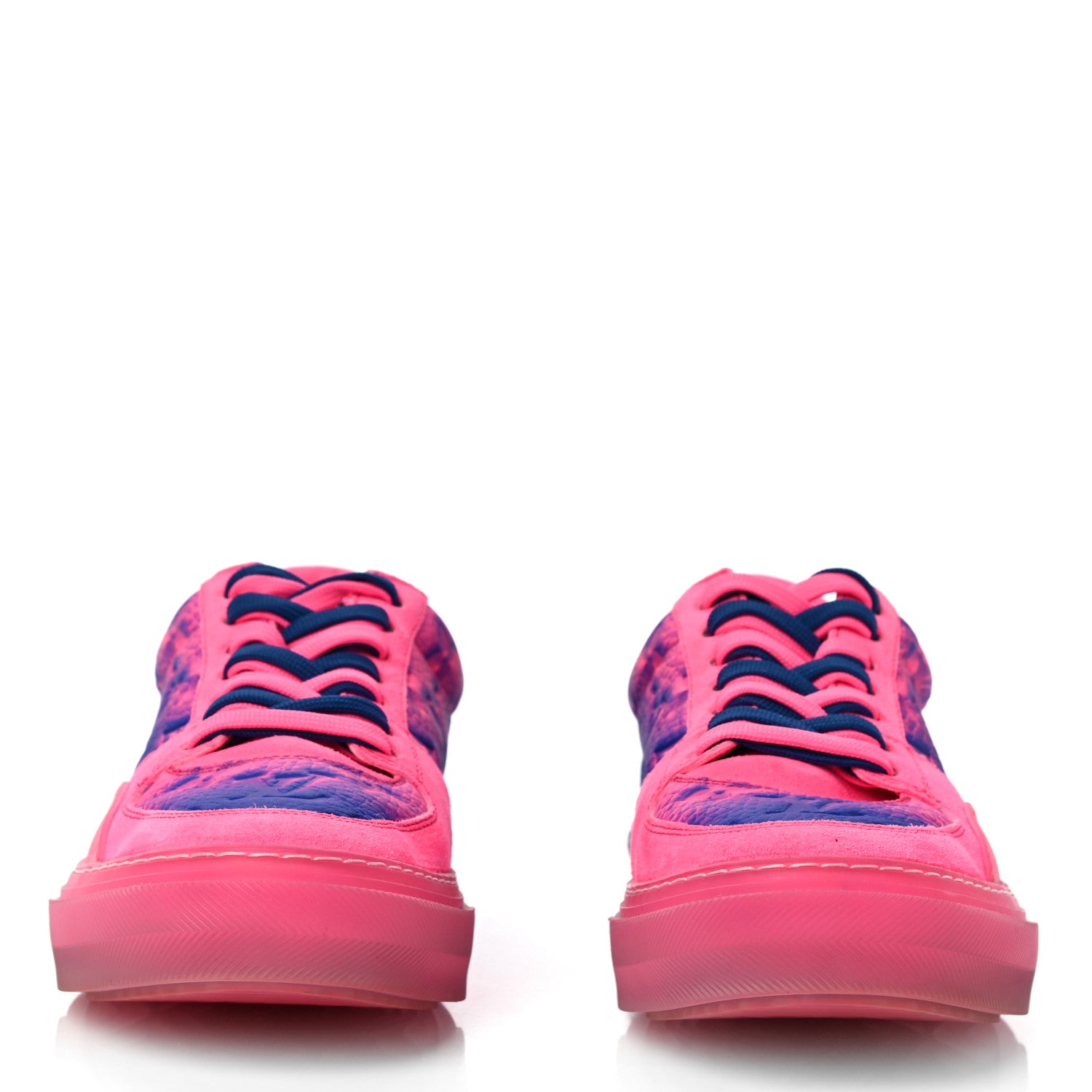 Louis Vuitton Grained Calfskin Mens LV Ollie Richelieu Sneakers 6.5 Pink Blue 2 of 10