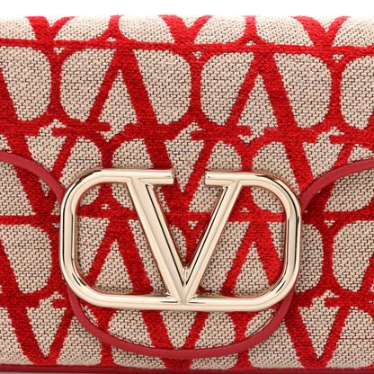 Valentino Garavani Toile Iconographe Goatskin Vlogo Small Loco Hobo Bag Natural Rosso Valentino 8 of 10