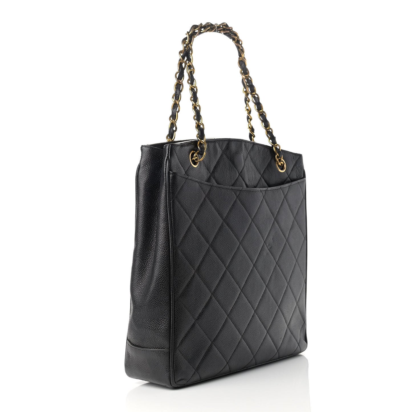 Caviar Quilted Flap Shoulder Bag Black