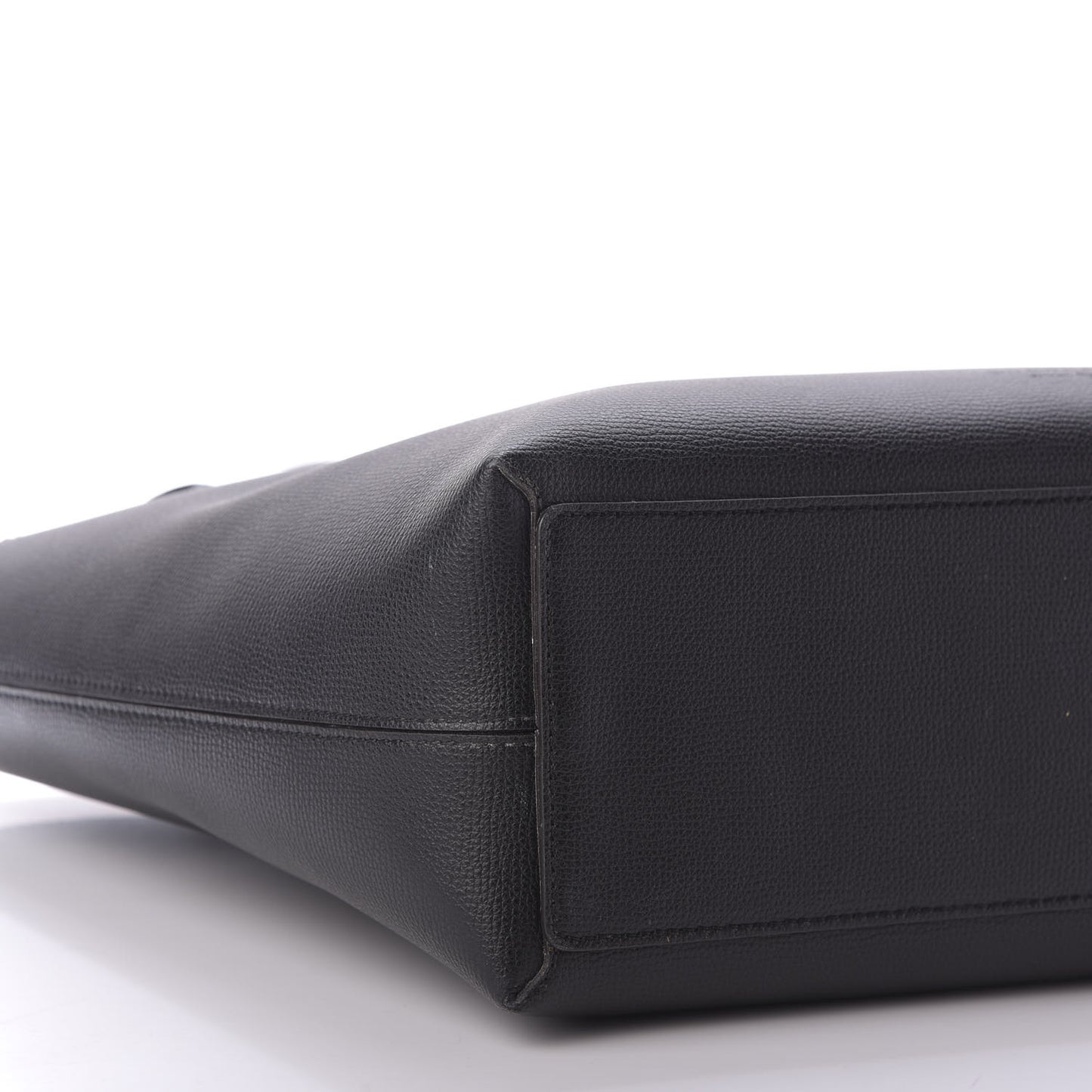 Grainy Calfskin Haymarket Check Medium Reversible Tote Black