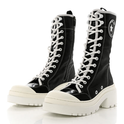 Christian Dior Technical Fabric Calfskin Womens D-Rise 35mm Tall Boots 37.5 Black White 3 of 10