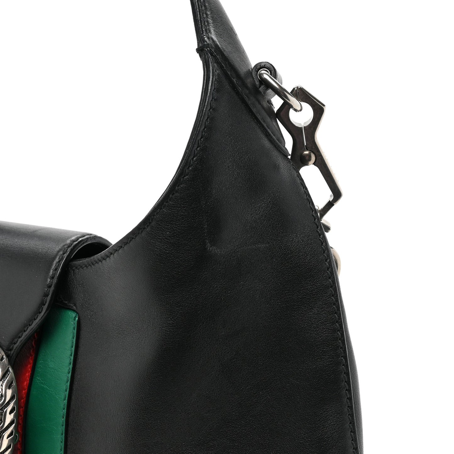 Calfskin Web Stripe Small Dionysus Hobo Black