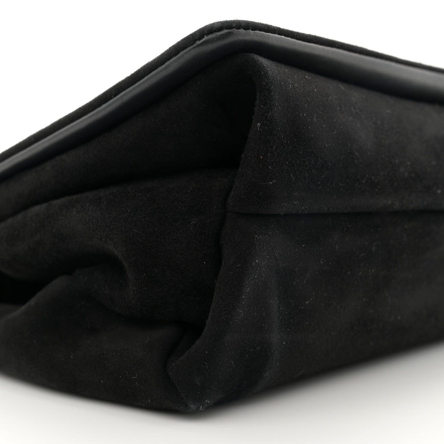 Suede Palazzo Crystal Chain Evening Bag Gold Black