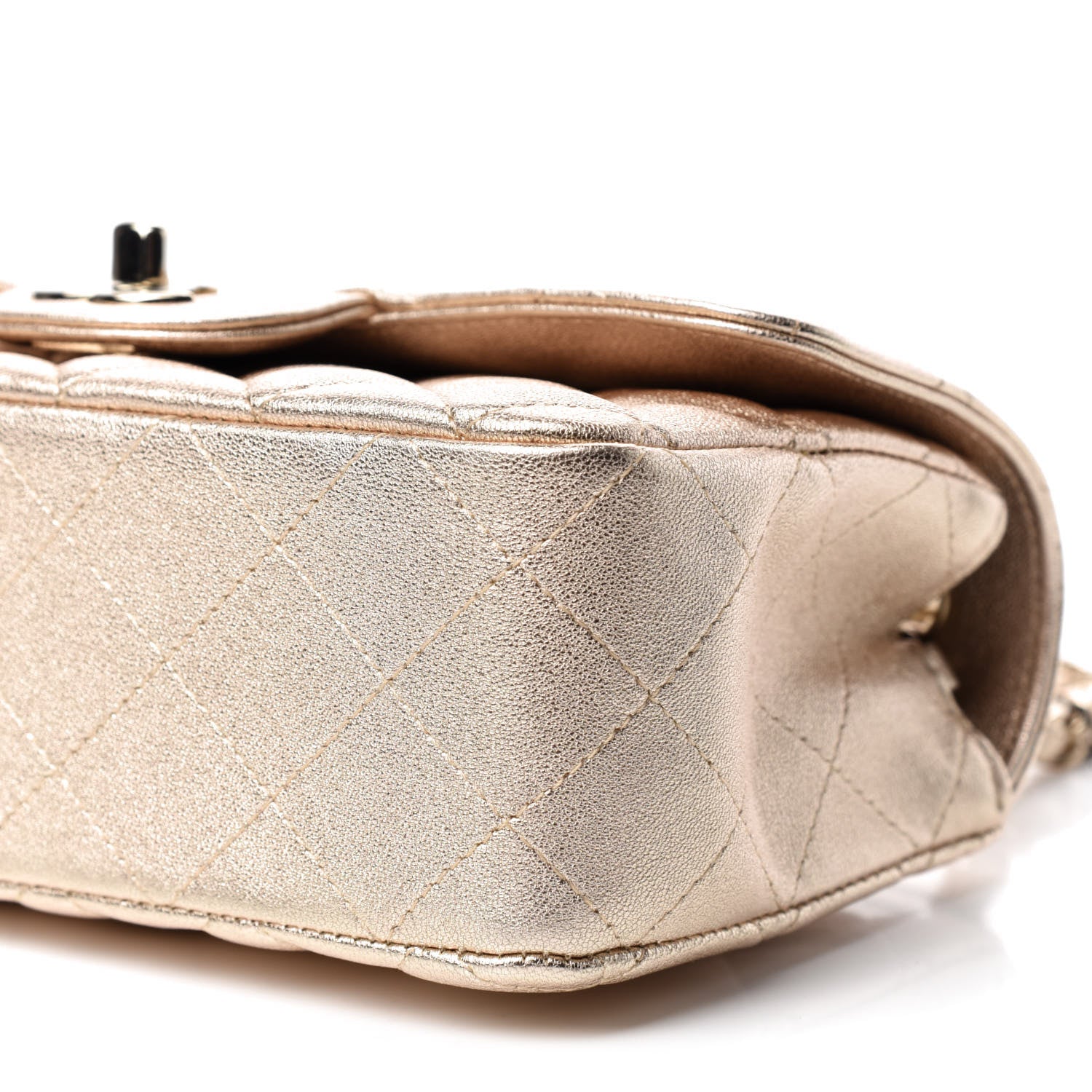 Chanel Metallic Lambskin Quilted Mini Rectangular Flap Gold 7 of 11