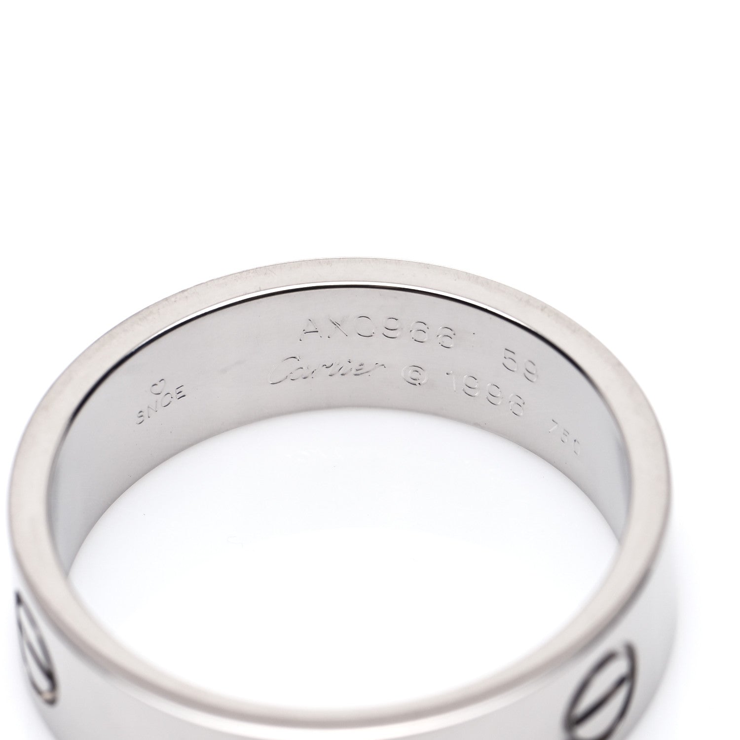 Cartier 18K White Gold 5.5mm LOVE Ring 59 8.75 5 of 5